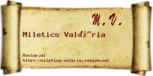 Miletics Valéria névjegykártya