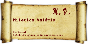 Miletics Valéria névjegykártya